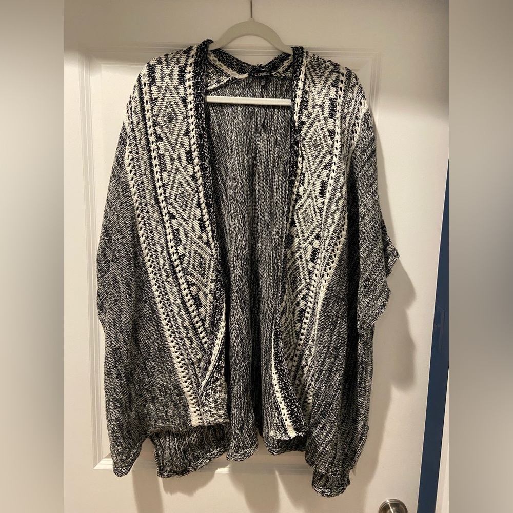 Express black and white sweater